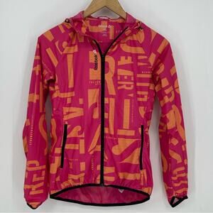 Reebok Pink/Orange Lightweight Windbreaker Jacket Zip Up Size XS